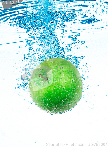 Image of Green Apple in the Water.