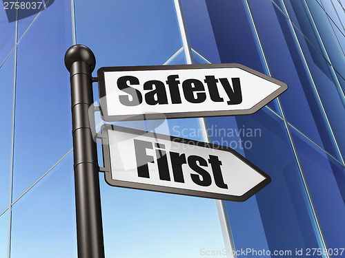 Image of Privacy concept: Safety First on Building background