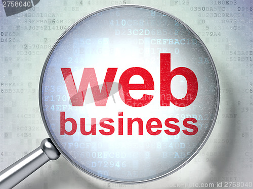 Image of SEO web design concept: Web Business with optical glass