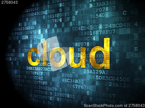 Image of Cloud technology concept: Cloud on digital background