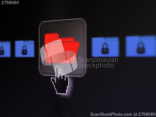 Image of Privacy concept: Folder With Padlock on digital computer screen
