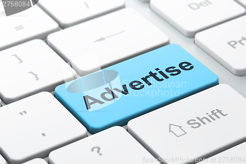 Image of Advertising concept: Advertise on computer keyboard background