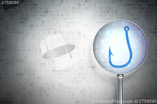 Image of Privacy concept:  Fishing Hook with optical glass on digital bac