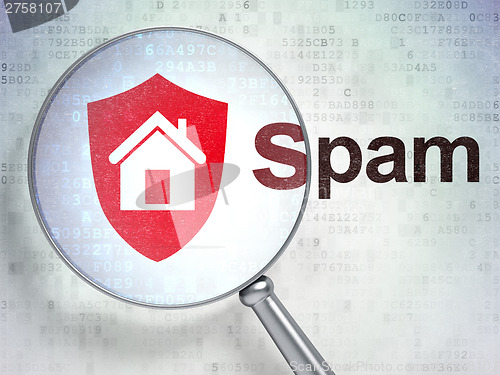 Image of Safety concept: Shield and Spam with optical glass