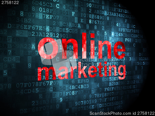Image of Advertising concept: Online Marketing on digital background