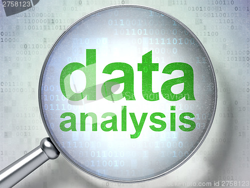 Image of Information concept: Data Analysis with optical glass