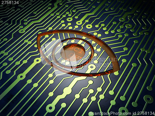 Image of Protection concept: Eye on circuit board background