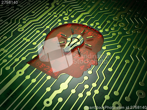 Image of Business concept: Head With Light Bulb on circuit board backgrou