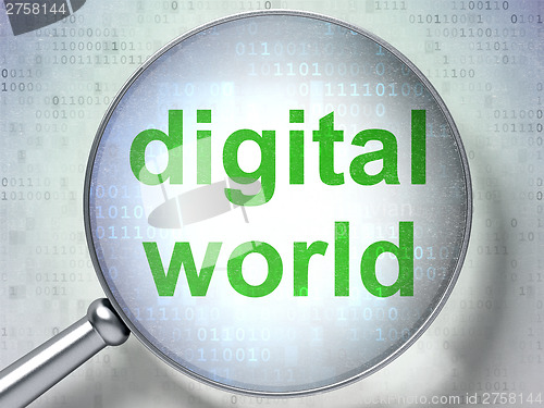 Image of Information concept: Digital World with optical glass