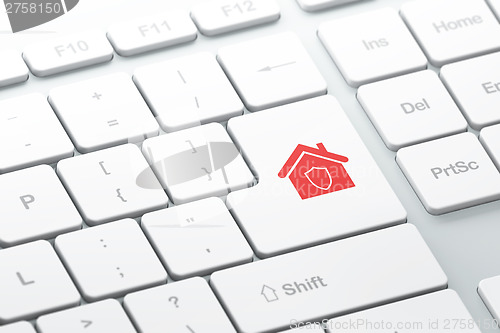 Image of Privacy concept: Home on computer keyboard background