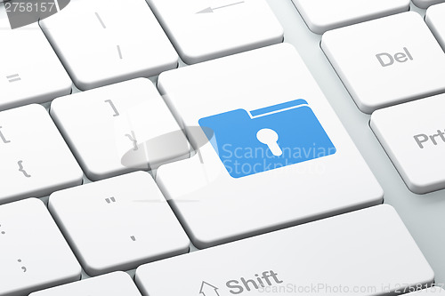 Image of Business concept: Folder With Keyhole on computer keyboard backg