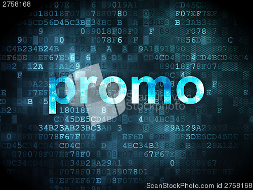 Image of Advertising concept: Promo on digital background
