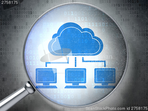 Image of Cloud computing concept:  Cloud Network with optical glass on di