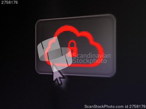 Image of Cloud technology concept: Cloud With Padlock on digital button b