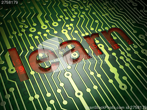 Image of Education concept: Learn on circuit board background