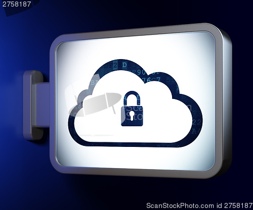 Image of Networking concept: Cloud With Padlock on billboard background