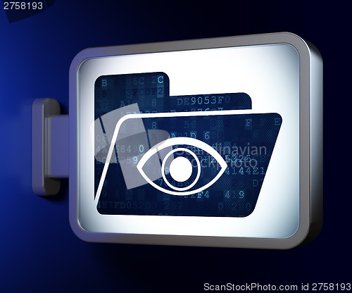 Image of Finance concept: Folder With Eye on billboard background