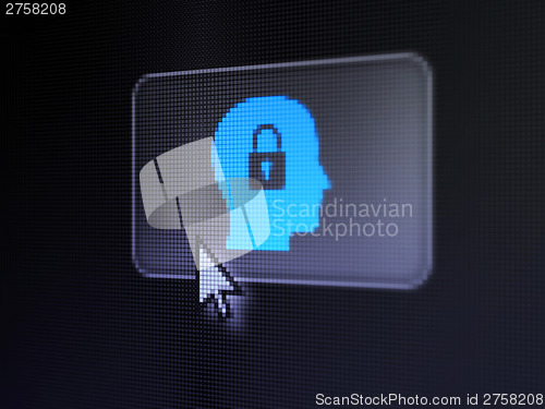 Image of Business concept: Head With Padlock on digital button background