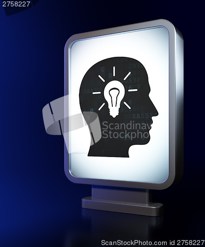 Image of Finance concept: Head With Light Bulb on billboard background