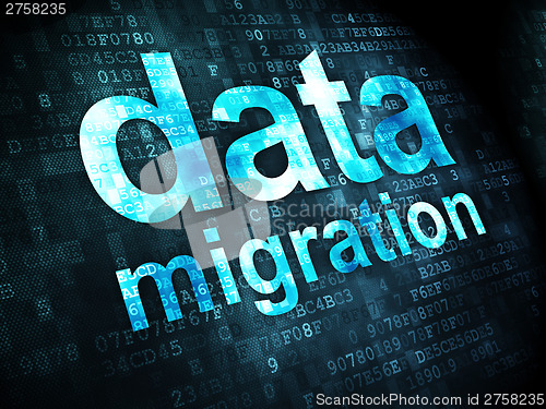 Image of Information concept: Data Migration on digital background