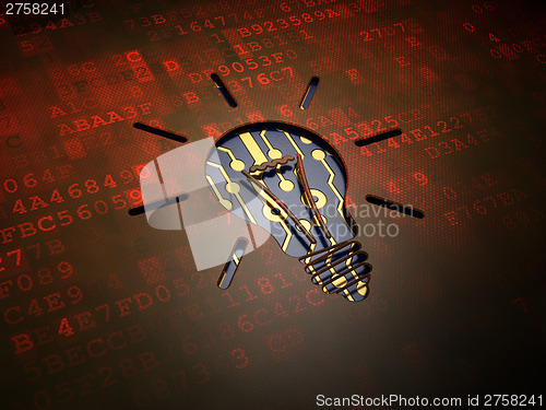 Image of Business concept: Light Bulb on digital screen background