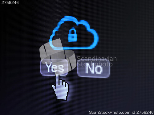 Image of technology concept: Cloud With Padlock on digital computer