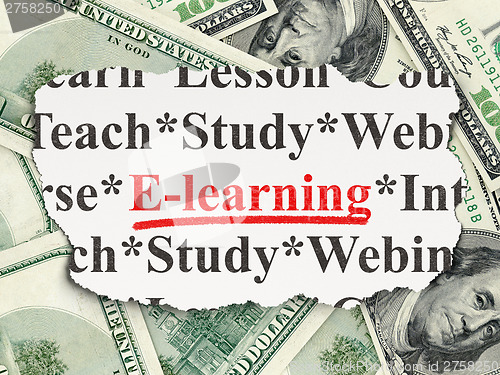 Image of Education concept: E-learning on Money background