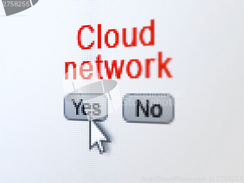 Image of Networking concept: Cloud Network on digital computer screen