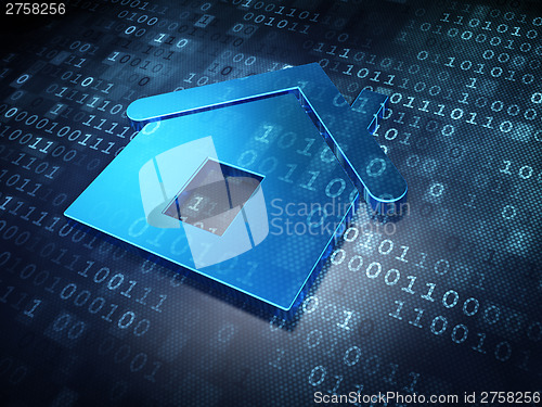 Image of Privacy concept: Blue Home on digital background