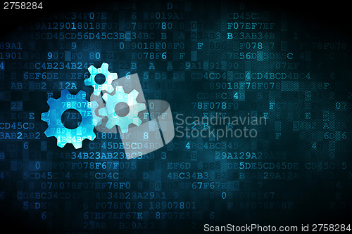 Image of Finance concept: Gears on digital background