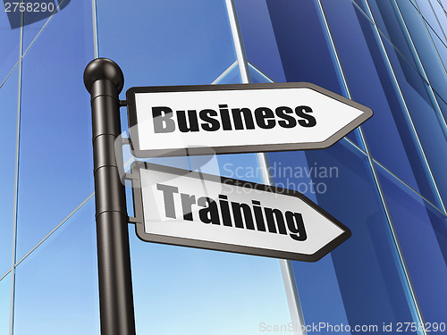 Image of Education concept: Business Training on Building background