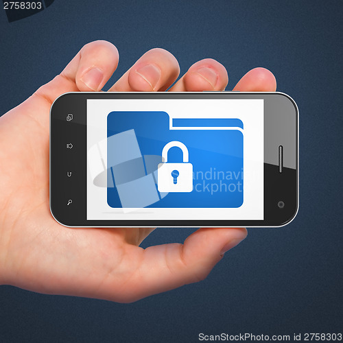 Image of Business concept: Folder With Lock on smartphone