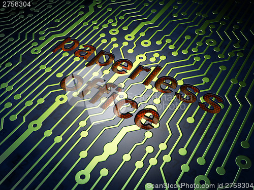 Image of Business concept: Paperless Office on circuit board background