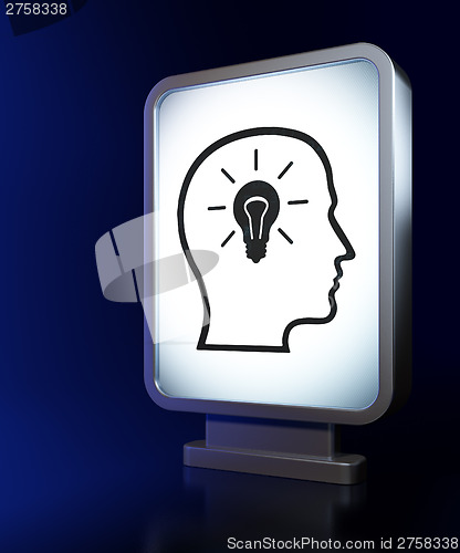 Image of Advertising concept: Head With Lightbulb on billboard background