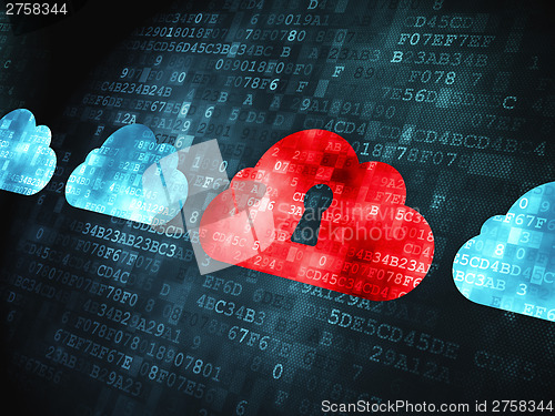 Image of Cloud computing concept: Cloud With Keyhole on digital backgroun