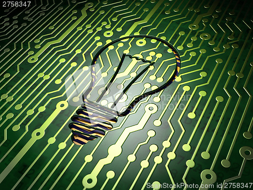 Image of Business concept: Light Bulb on circuit board background