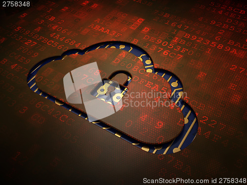Image of Cloud computing concept: Cloud With Padlock on digital screen ba