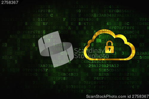 Image of Cloud computing concept: Cloud With Padlock on digital backgroun