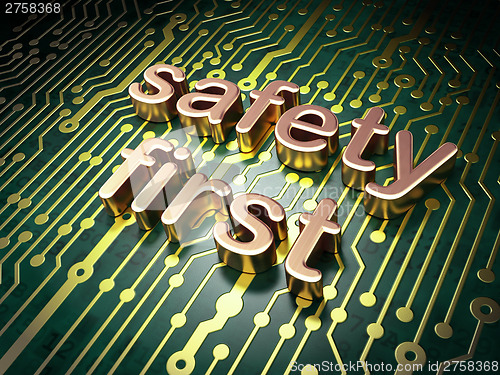 Image of Privacy concept: Safety First on circuit board background