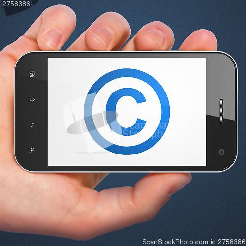 Image of Law concept: Copyright on smartphone