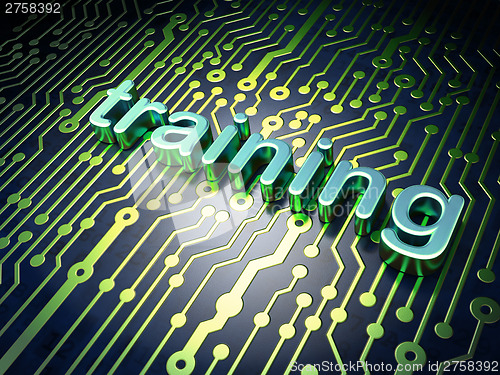 Image of Education concept: Training on circuit board background