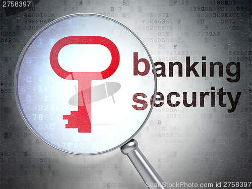 Image of Security concept: Key and Banking Security with optical glass