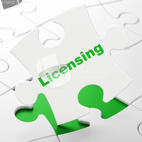 Image of Law concept: Licensing on puzzle background