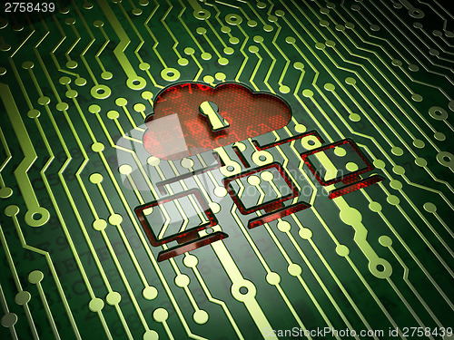 Image of Safety concept: Cloud Network on circuit board background