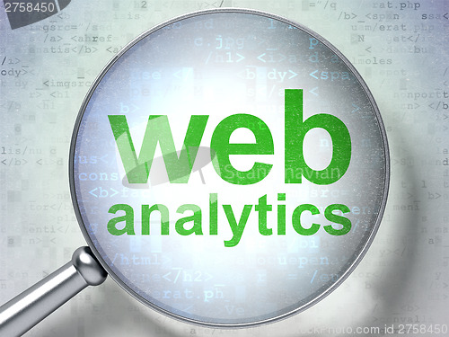 Image of SEO web design concept: Web Analytics with optical glass