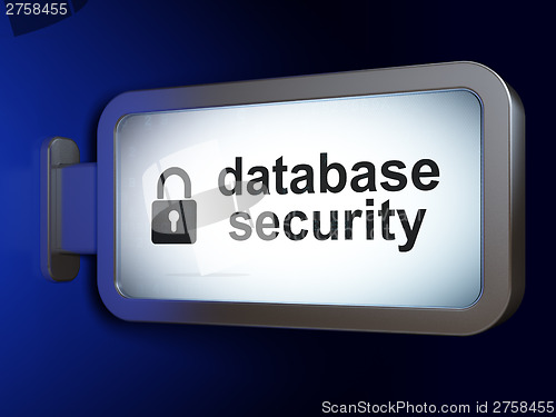 Image of Security concept: Database Security and Closed Padlock on billbo