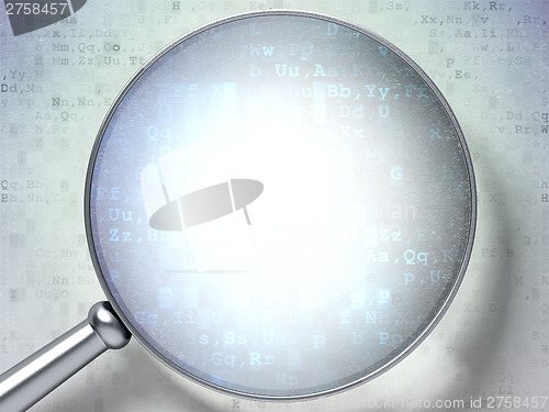 Image of Technology concept: lens over digital background