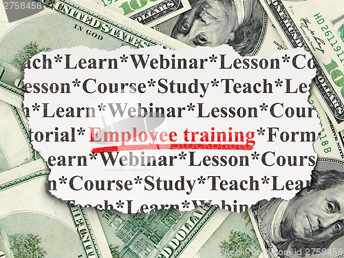 Image of Education concept: Employee Training on Money background