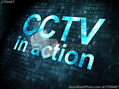 Image of Protection concept: CCTV In action on digital background