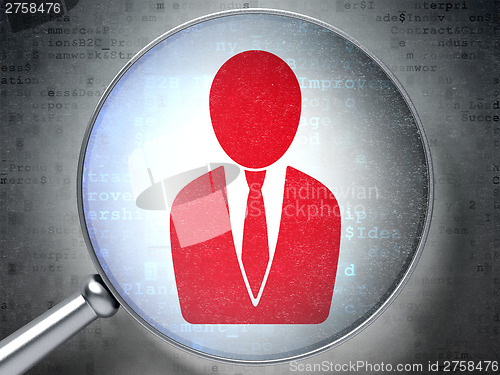 Image of Business concept:  Business Man with optical glass on digital ba
